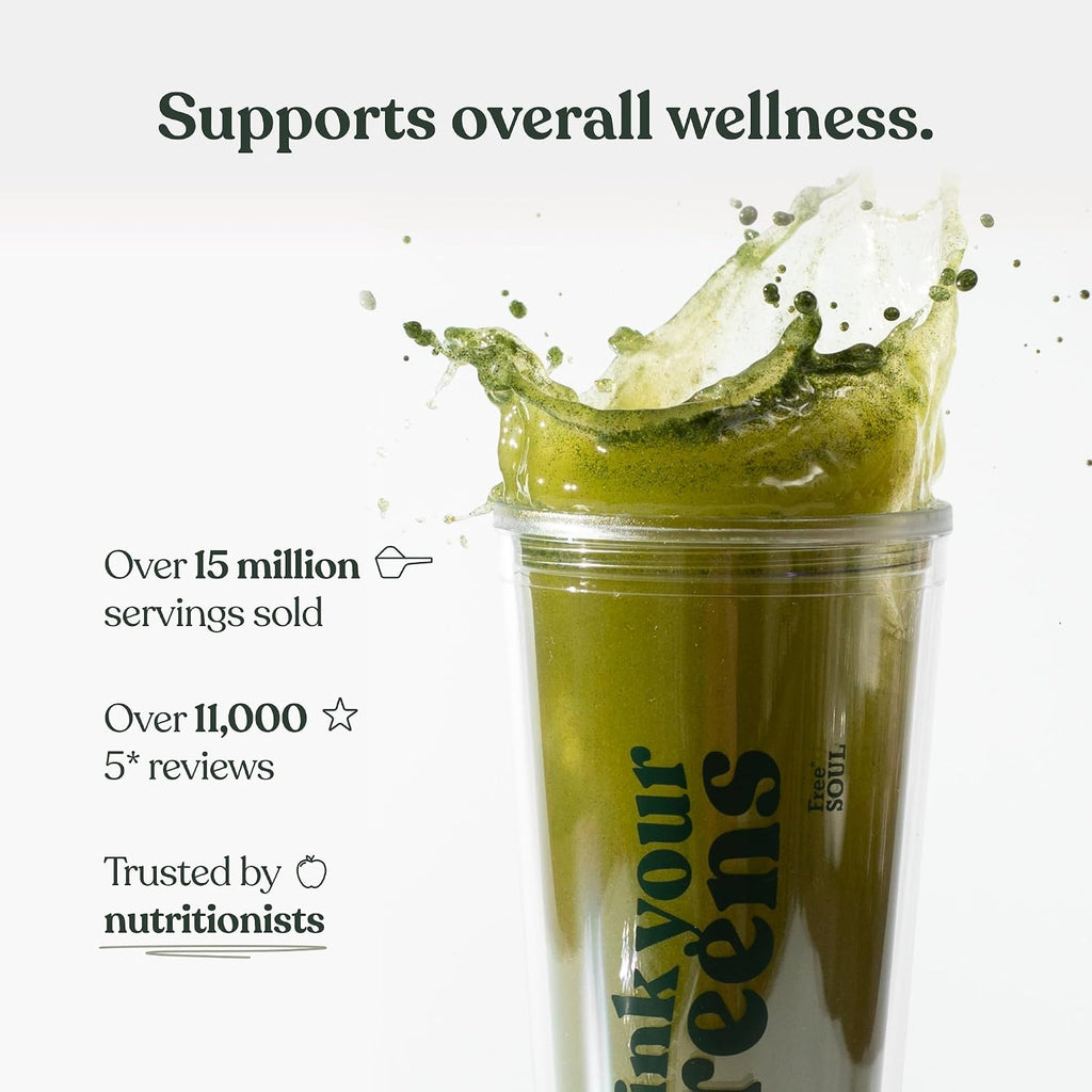 Free Soul Greens | 21 Advanced Greens, Superfoods, and Adaptogens Including KSM-66 Ashwagandha, Vegan & Gluten-Free, Advanced Natural Formula | UK Made | 30 Servings | Mango Flavour